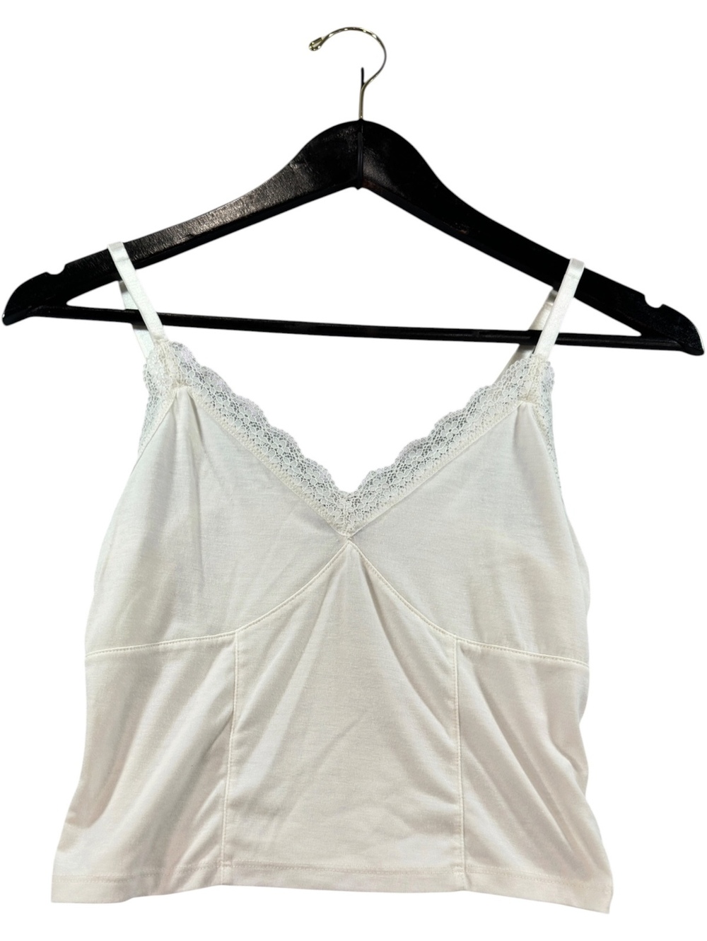 H&M Divided White Lace Trim Cami Crop Top Size Small Coquette